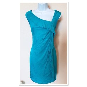 Julio Bright Blue Ruffle Front Cocktail Dress 8